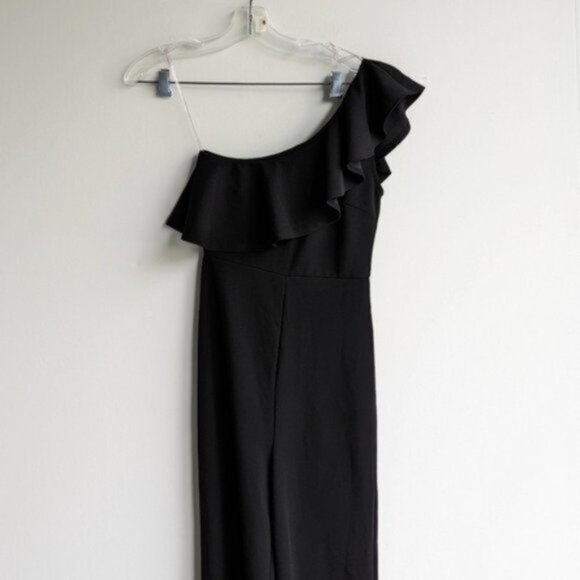 Blue Blush one shoulder ruffle jumpsuit - Picture 2 of 9